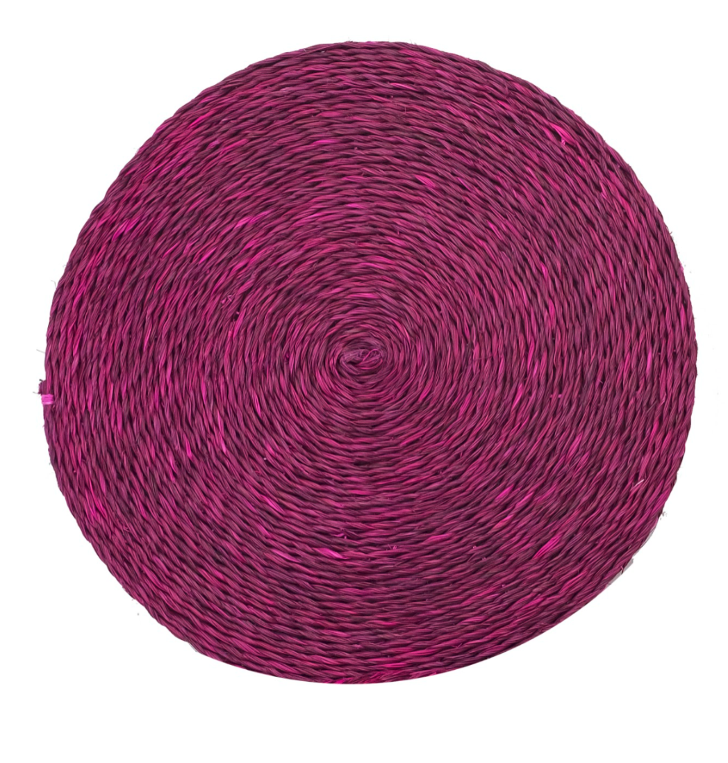 Handwoven Round Lutindzi Grass Placemats – Solid Colour Design