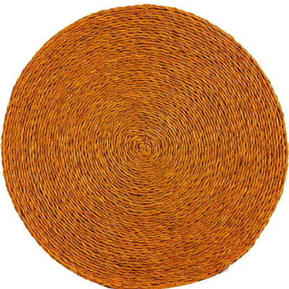 Handwoven Round Lutindzi Grass Placemats – Solid Colour Design